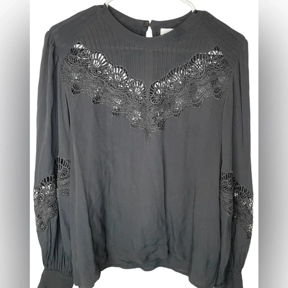 IRO Balden Lace Inset Blouse In Black Size 38/ US 6 - Picture 4 of 11